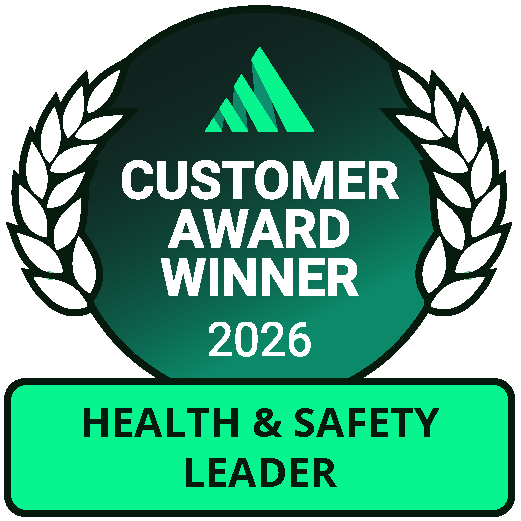 Customer Award Winner 2026 Health & Safety Leader badge, green laurel emblem